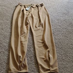Tan pleated dress pants